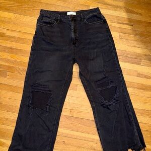 Distressed Black Vervet Jeans